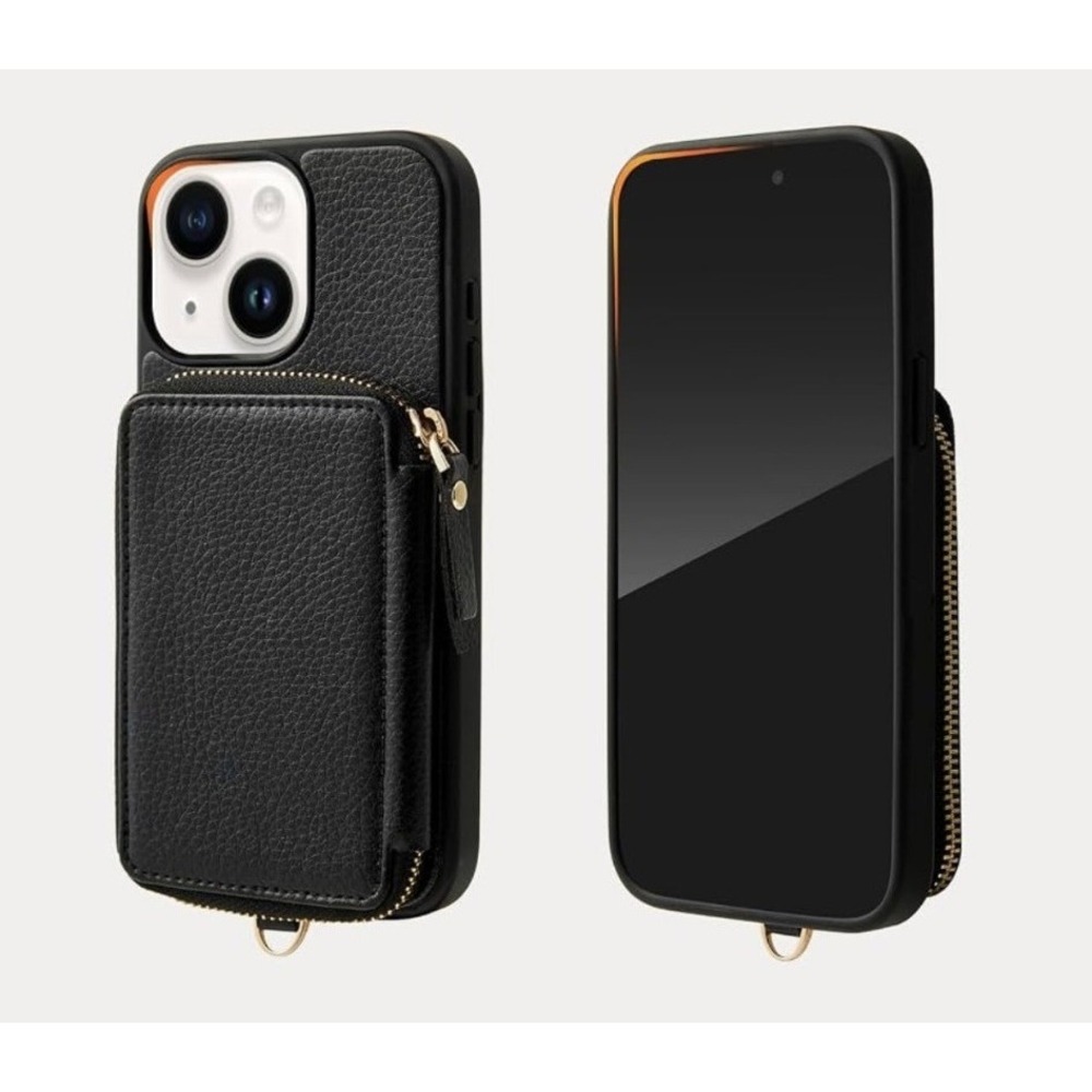 Custype iPhone 13 Pro Wallet Case Black Zipper Pouch Card Holder NEW - Picture 2 of 7